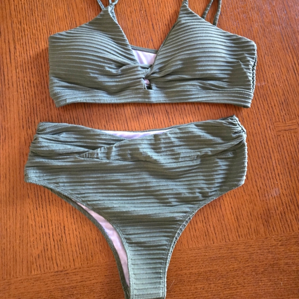 SHEIN Sage Ribbed Bikini